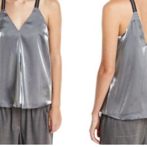 Brunello Cucinelli Silver silk top, Monili strap.
